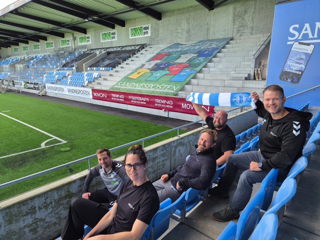 Movon betaler altså 5 kroner per tilgjengelig sete på Øster Hus Arena - uansett! Fra venstre: Eva-Linn Tønnessen, Eirik Hammerseth Andreassen, Tord Moen, Joachim Fidtje og Magnus Håmsø